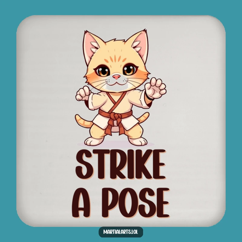 Funny Curious Kitten Martial Arts Coaster - Protect Surfaces with Style
