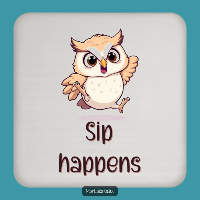 Funny Startled Owl Coasters - Protect with a Tumble, Gift Set