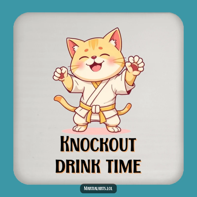 Funny Karate Cat Drink Coaster Set: Protect Surfaces, Hilarious Home Bar Gift