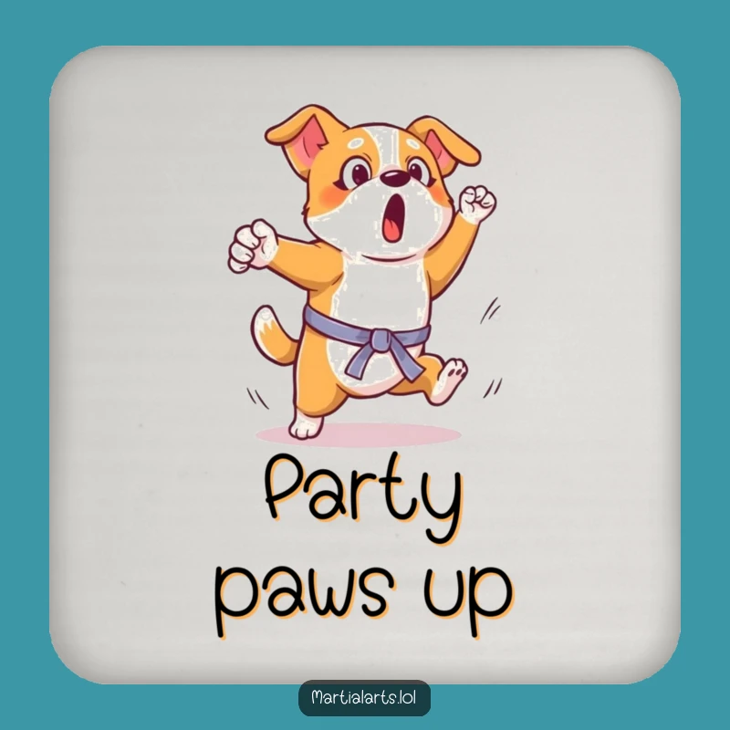 Funny Dog Kick Coaster Set: Martial Arts Drink Protection for Tables