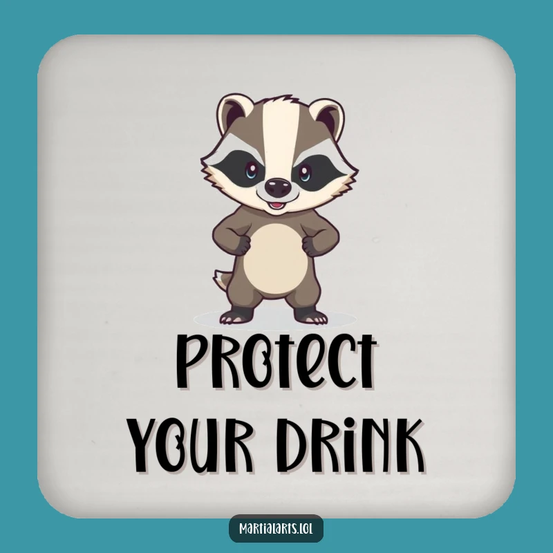 Funny Brave Badger Coasters - Strong Defense Set, Gift for Protectors