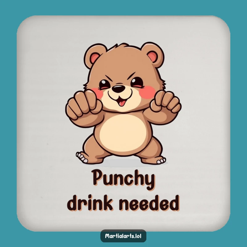 Funny Bear Punch Drink Coaster Set: Protect Surfaces, Bold Home Gift
