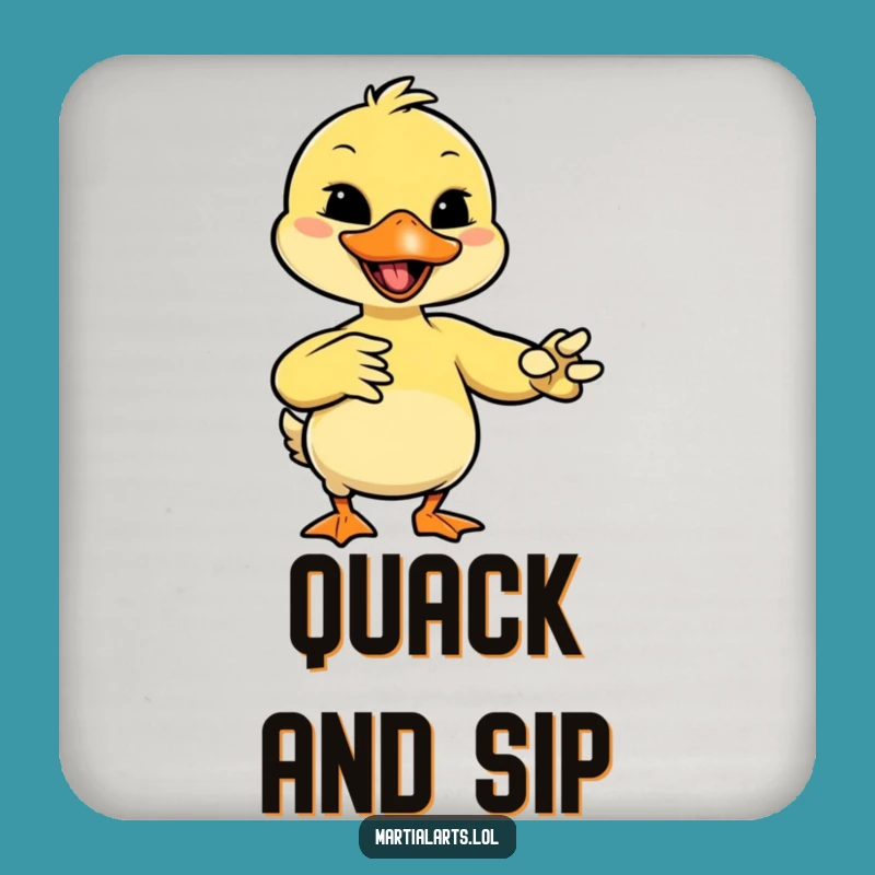Funny Duck Martial Arts Coaster Set - Giggling Drink Protector Gift