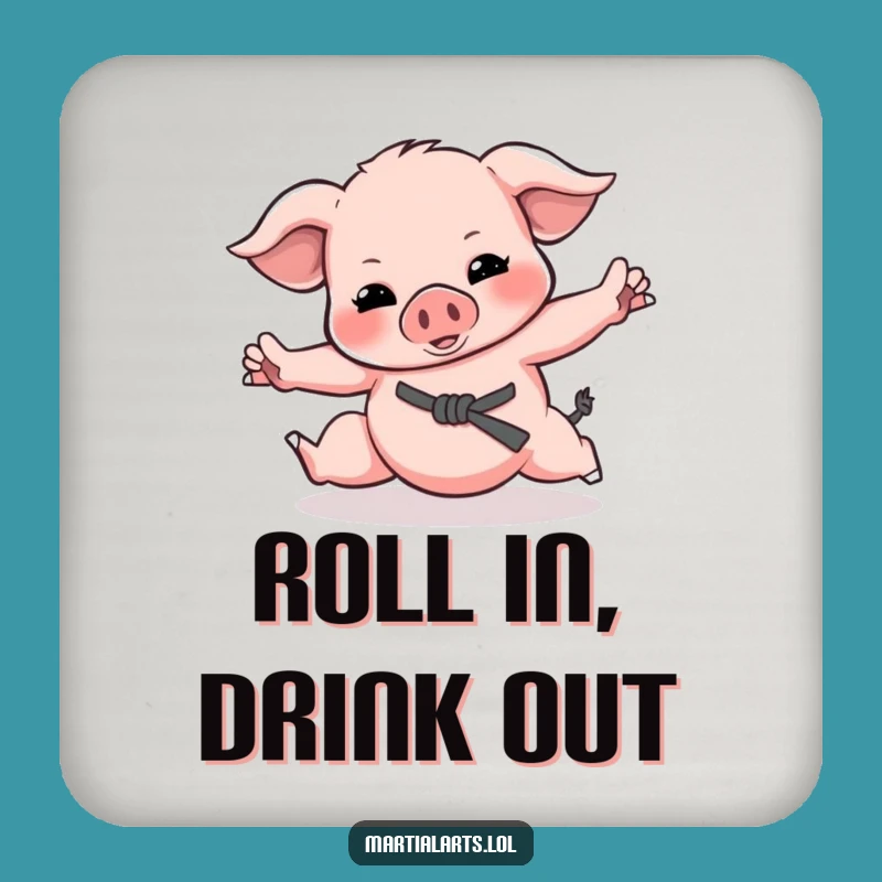 Funny Piglet Martial Arts Drink Coaster: Protect Surfaces, Cute Funny Gift