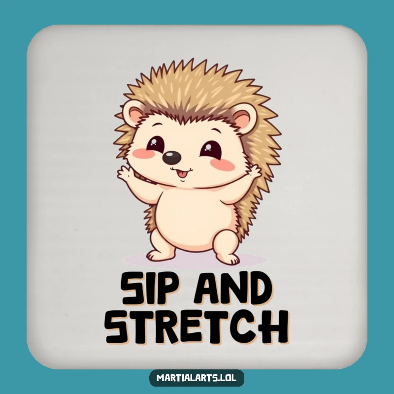 Funny Hedgehog Yoga Coasters - Protect Surfaces with Wobbly Humor