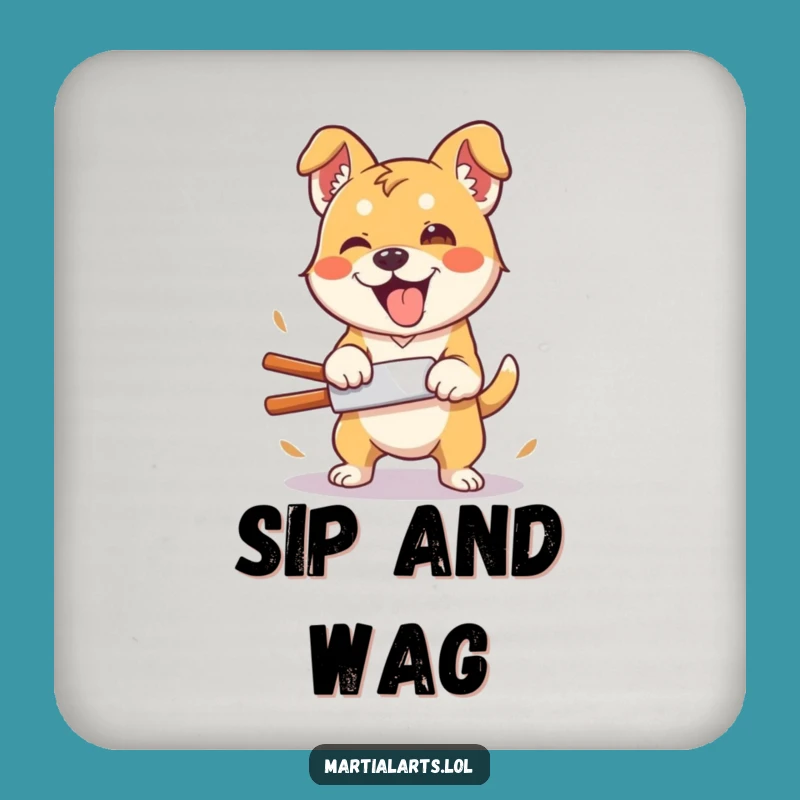 Funny Dog Karate Coaster: Silly Chop Drink Protector Gift