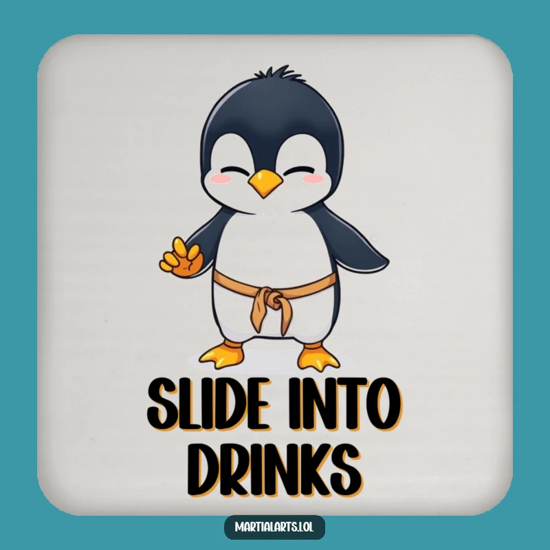 Funny Penguin Karate Drink Coaster: Protect Surfaces with a Clumsy Penguin, Adorable Funny Gift