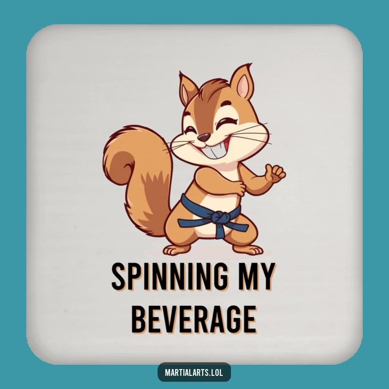 Funny Squirrel Tail Coaster Set - Grinning Martial Drink Protector Gift