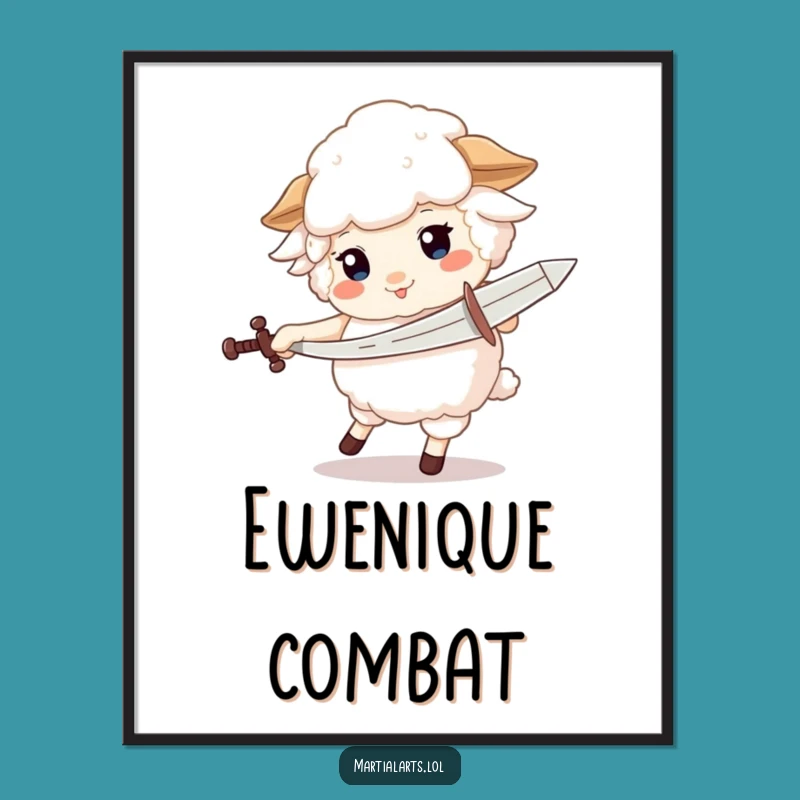 Funny Sheep Sword Poster - Whimsical Wall Art for Brave Souls