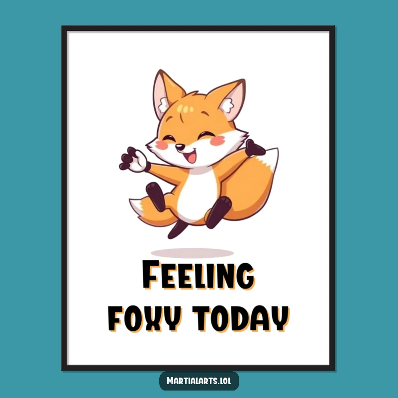 Funny Fox Kick Poster: Hilarious Martial Arts Art Print for Decor