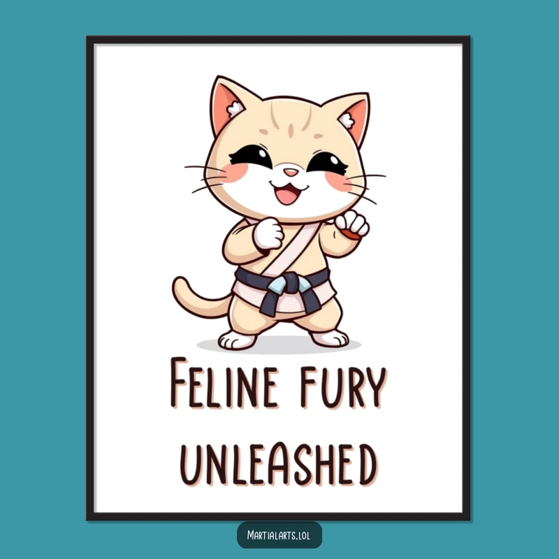 Funny Cat Karate Chop Poster: Hilarious Wall Art for Martial Arts Lovers