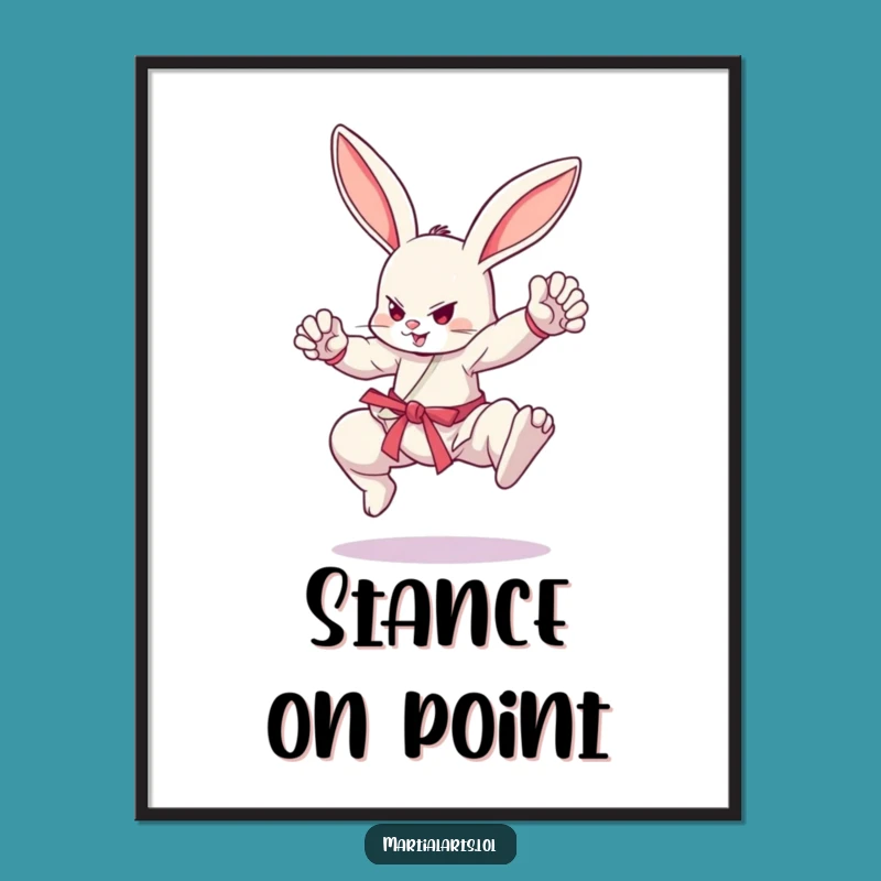 Funny Bouncing Bunny Martial Arts Poster - Dynamic Wall Art for Fighters