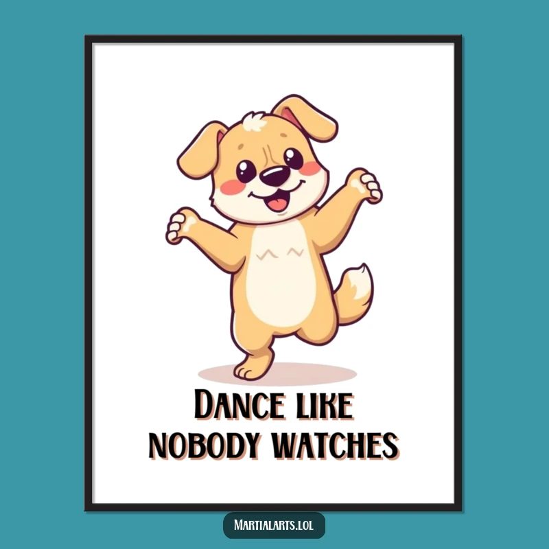 Funny Dancing Dog Poster - Energetic Spin Art, Lively Decor for Dog Fans