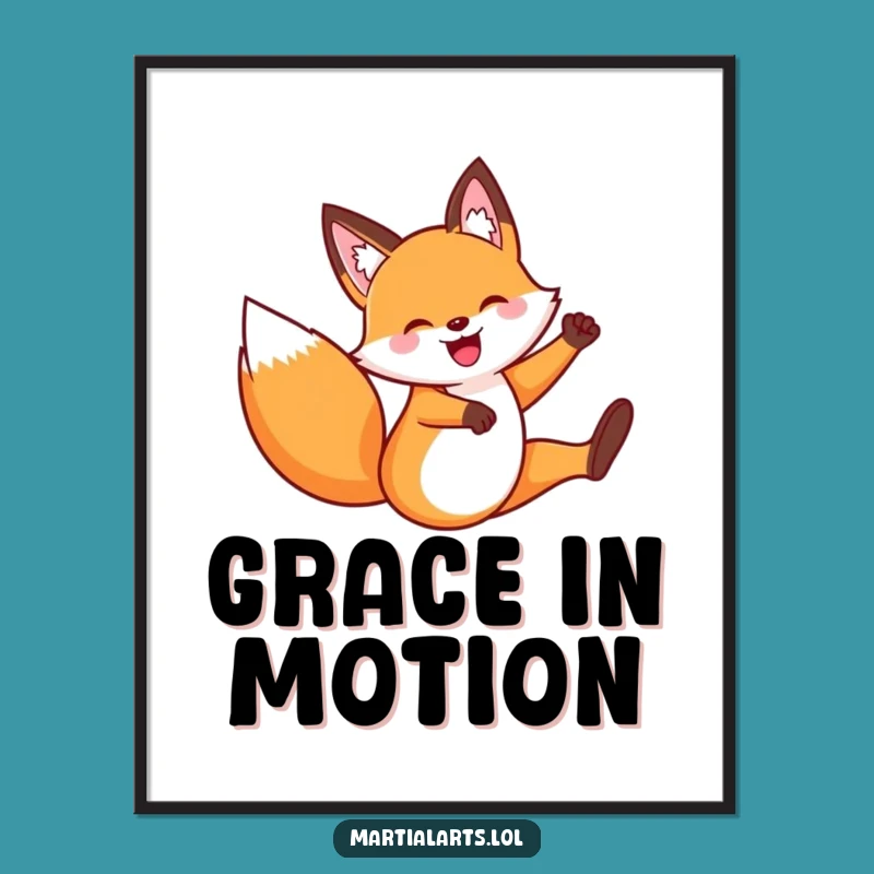 Funny Fox Flying Kick Poster: Dynamic Art for a Lively Space!