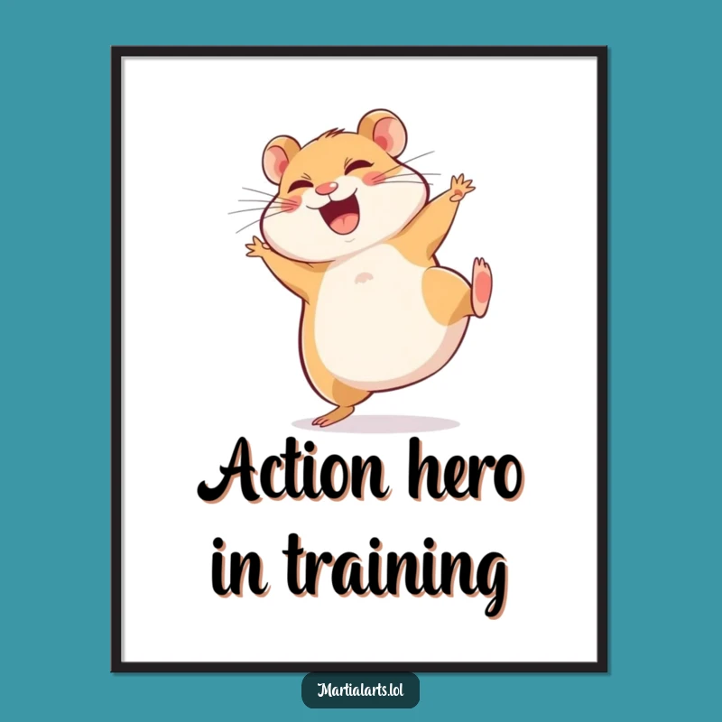 Funny Giggling Hamster Kick Poster - Hilarious Wall Art Gift