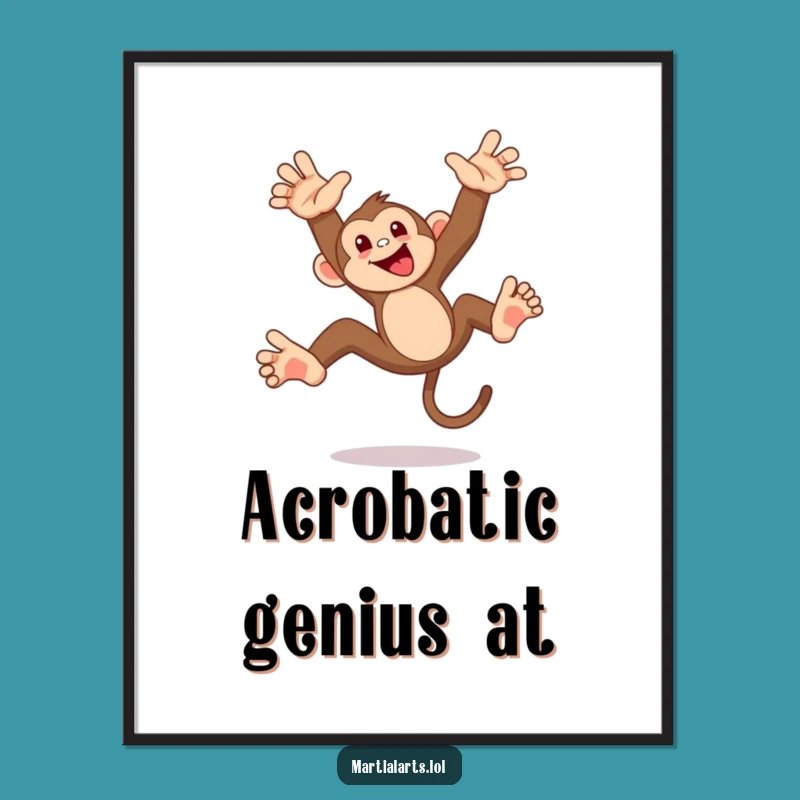 Funny Monkey Flip Poster: Playful Primate Acrobatics, Vibrant Wall Art, Quirky Funny Gift