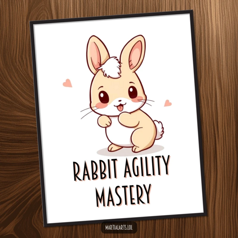 Funny Rabbit Poster of a curious rabbit ducking and weaving with energetic, playful movements, bringing dynamic and humorous energy.