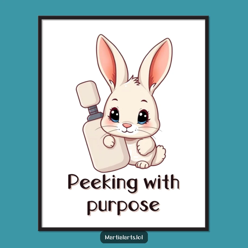 Funny Rabbit Spy Poster: Curious Peeking Wall Art Gift