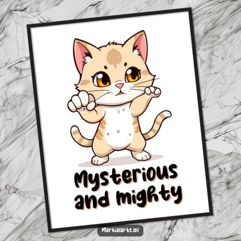 Funny Cat Punch Poster: A curious cat in a swift punch motion, creating dynamic and humorous wall art for feline lovers and art enthusiasts.