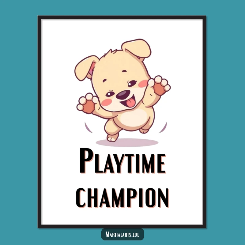 Funny Puppy Play Poster: Adorable Action Wall Art Gift