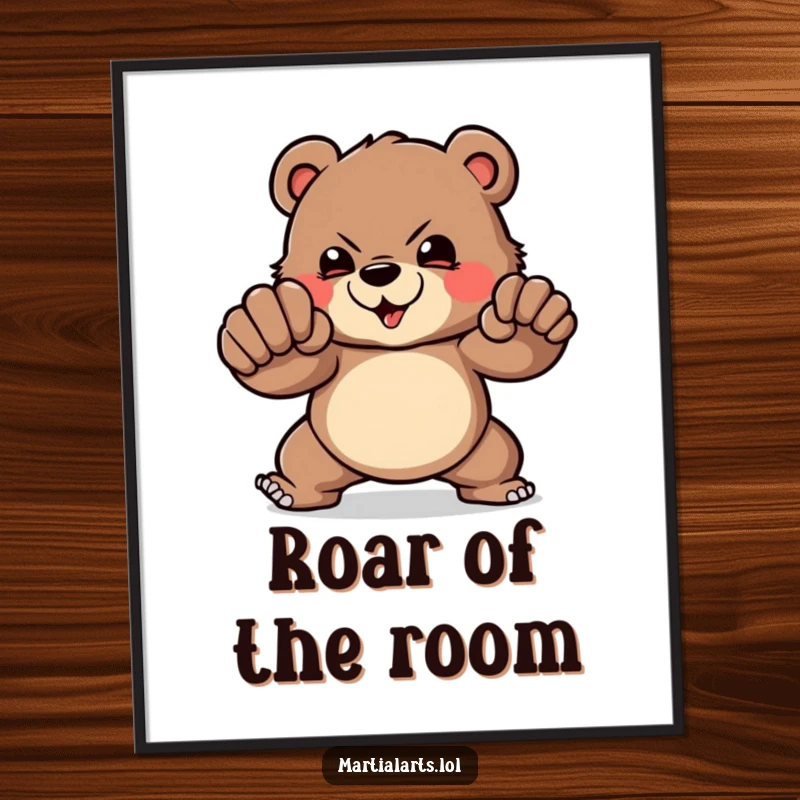 Funny Poster: A brave bear delivering a powerful punch, radiating humorous strength and a bold, artistic presence.