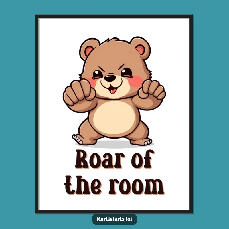 Funny Bear Punch Poster: Bold Art, Hilarious Decor for Strong Personalities