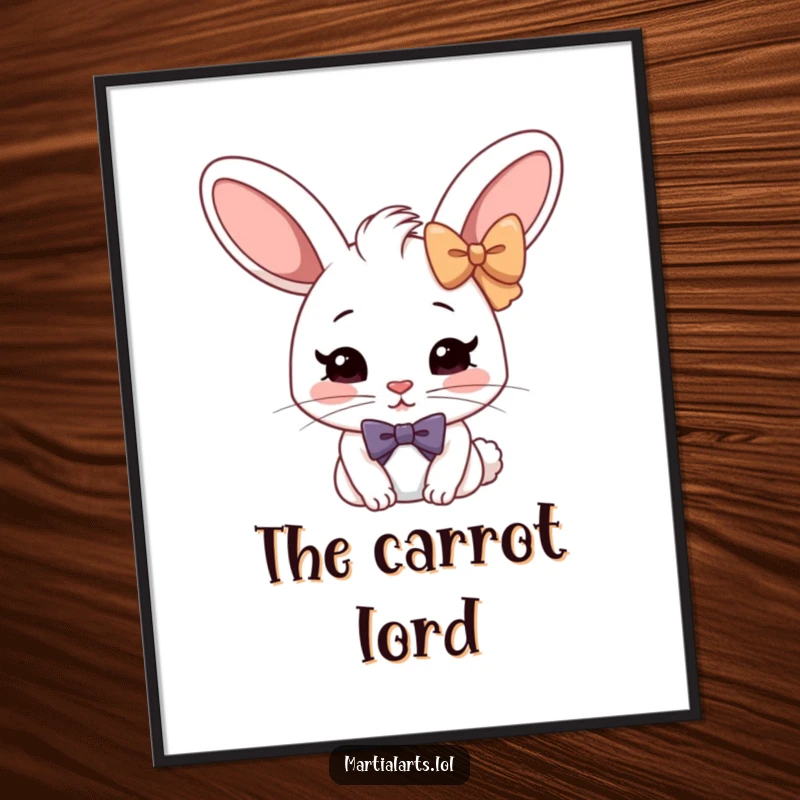 Funny Rabbit Bow Poster: A cheerful rabbit performing a deep, formal bow with a slightly serious, playful look.
