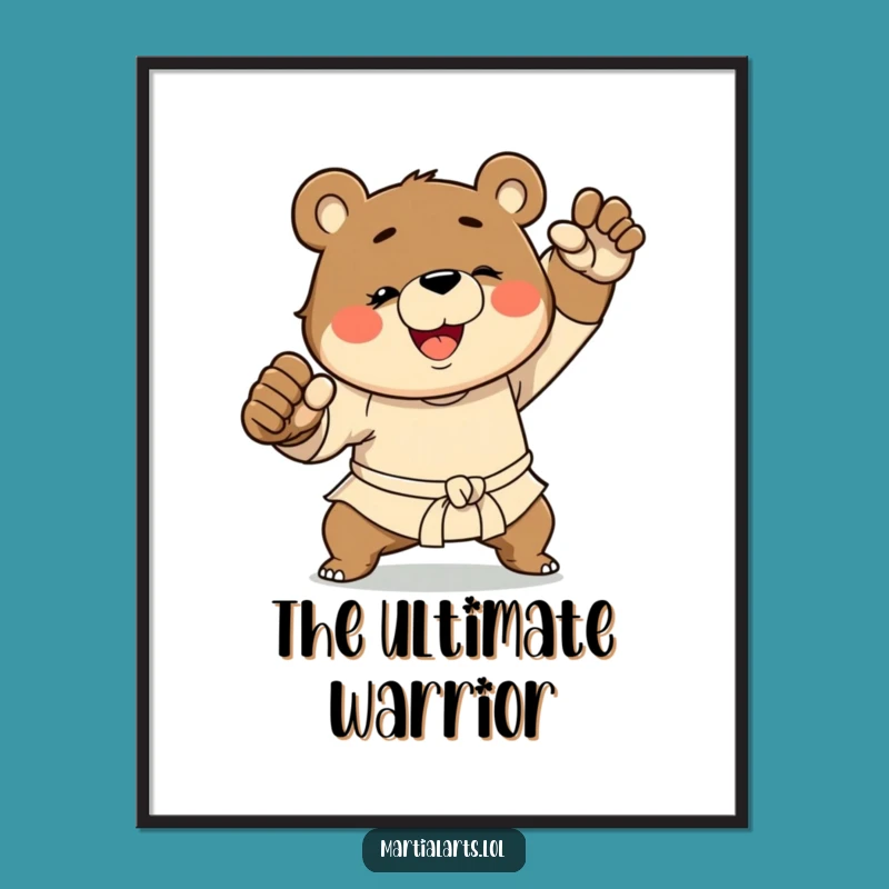 Funny Bear Martial Arts Poster: Dynamic Wall Art for Laugh Lovers!