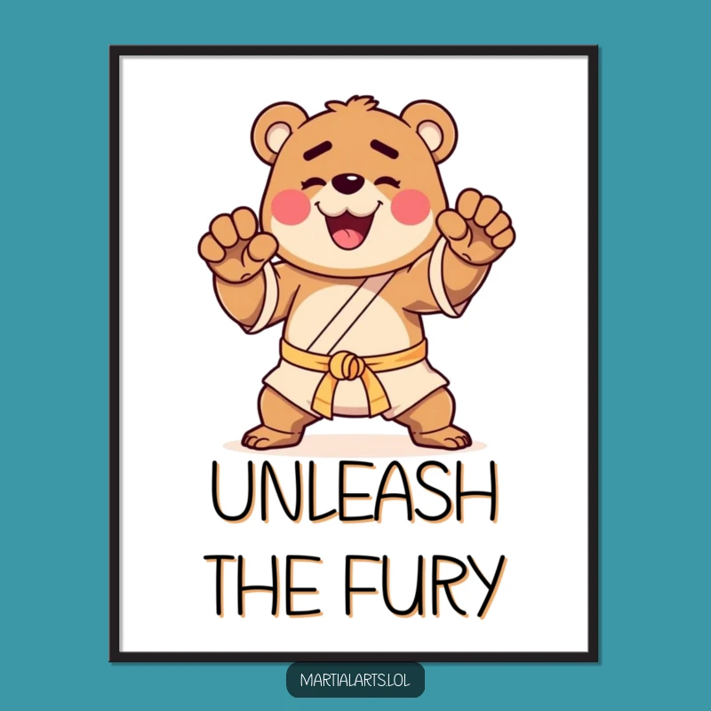 Funny Bear Martial Arts Poster - Inspiring Wall Art for Fighters