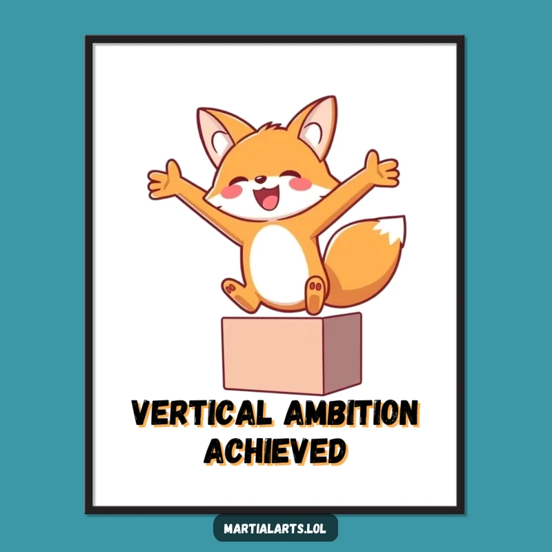 Funny Fox Block Art Print - Joyful Leap Motivational Wall Decor Gift