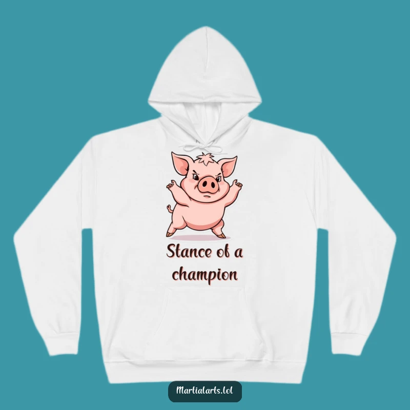 Cozy Funny Determined Pig Martial Arts Hoodie - Train or Relax with Power