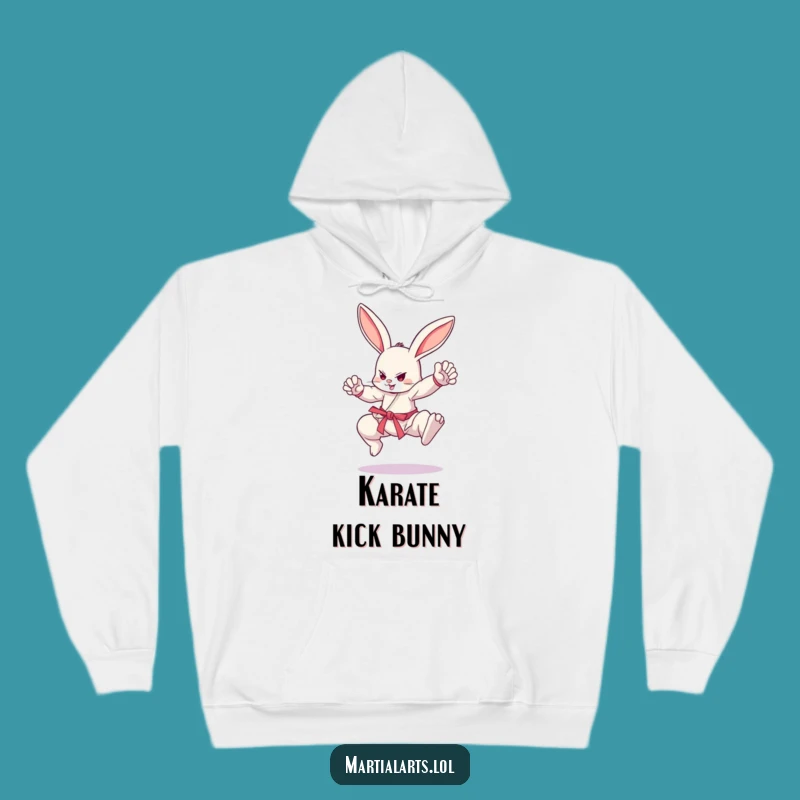 Cozy Funny Bouncing Bunny Martial Arts Hoodie - Train or Lounge in Style