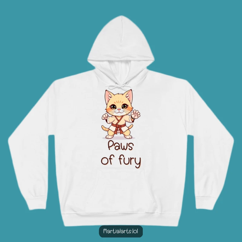 Funny Curious Kitten Martial Arts Hoodie - Cozy Karate Cat Apparel