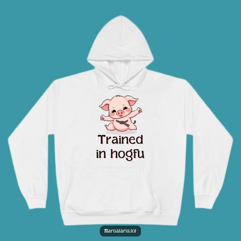 Funny Piglet Martial Arts Hoodie: Cozy Porky Fighter, Warm Funny Gift