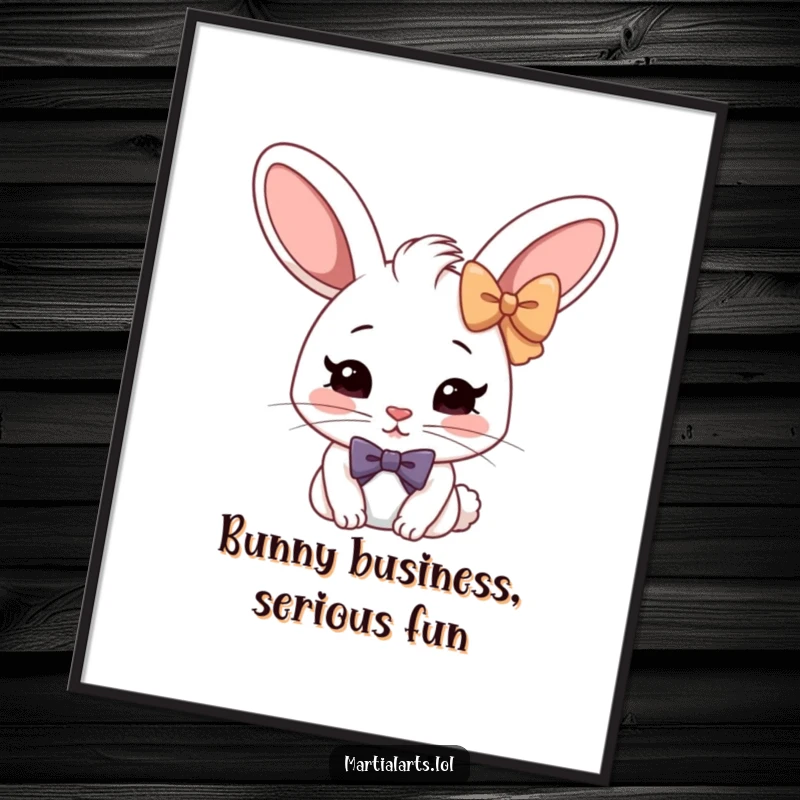Funny Free Printable Wall Art: A cheerful rabbit executing a deep, formal bow with exaggerated seriousness, bringing quirky elegance to your space.