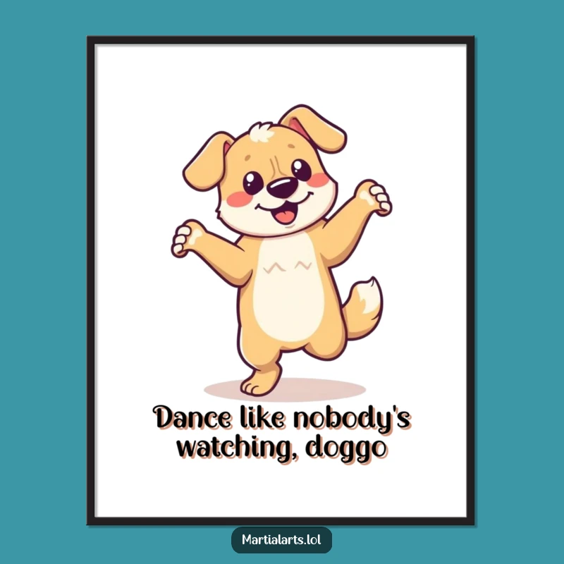 Free Printable Dancing Dog Wall Art: Energetic Canine Spin Downloadable Decor