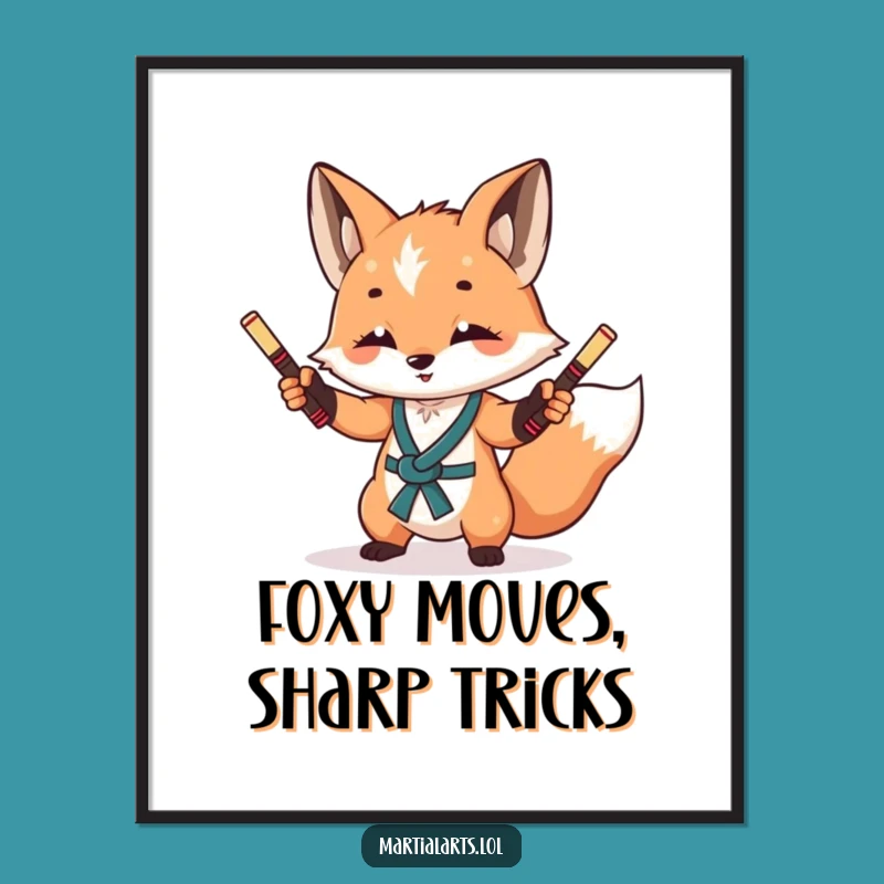 Funny Free Printable Wall Art: Fox Juggling Nunchucks, Hilarious Downloadable Decor