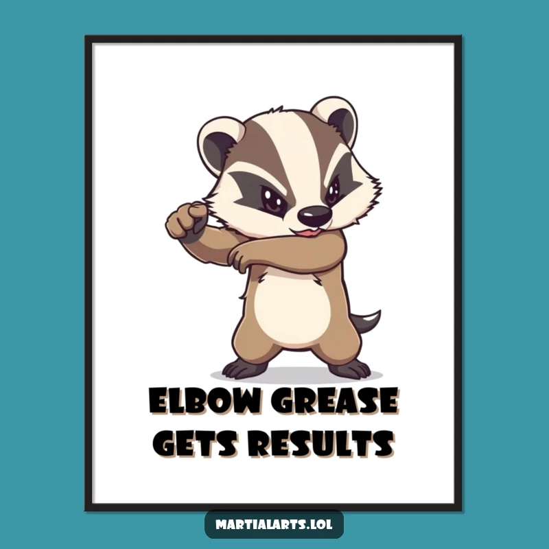 Free Printable Badger Art: Elbow Strike Funny Downloadable Wall Decor