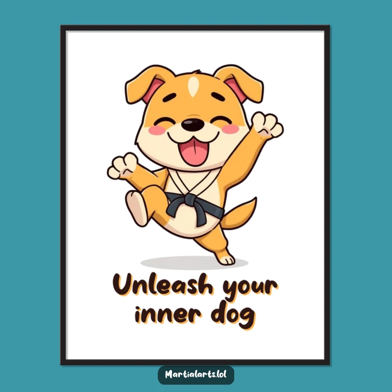Free Printable Wall Art: Funny Dog Karate Kick, Hilarious Downloadable Decor!