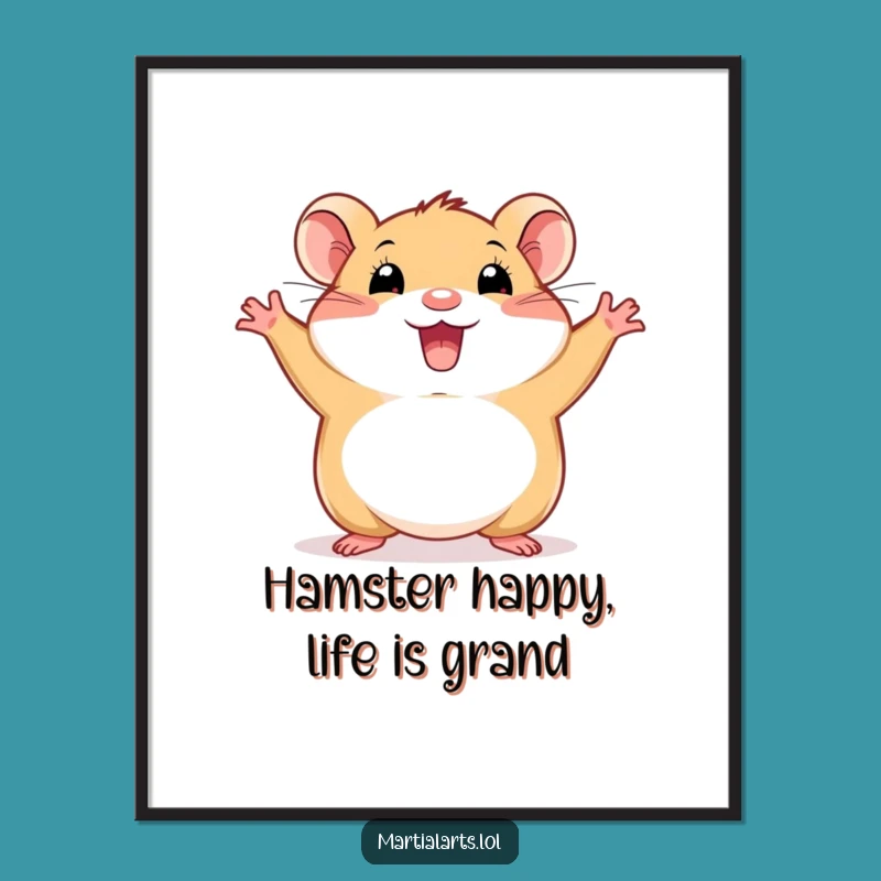 Free Printable Hamster Art: Energetic Stance Funny Downloadable Wall Decor