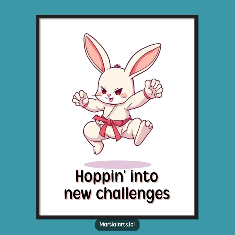 Funny Free Printable Wall Art: Dynamic Martial Arts Bunny Downloadable Decor
