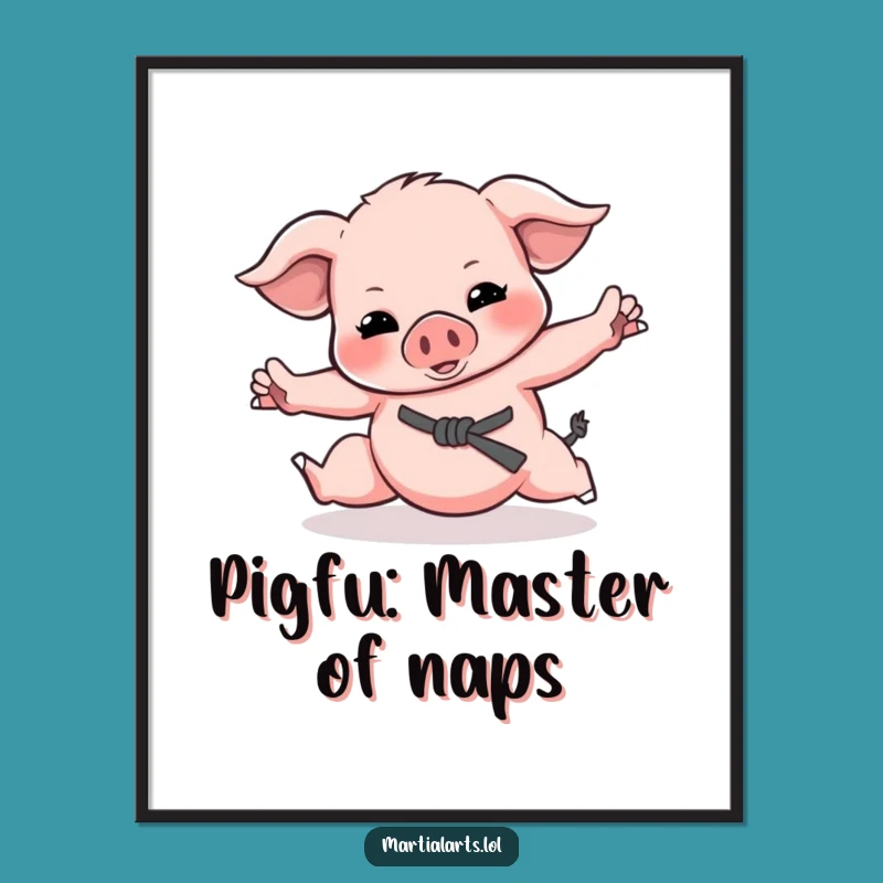 Free Printable Piglet Martial Arts Wall Art - Funny Downloadable Decor for Fun Spaces