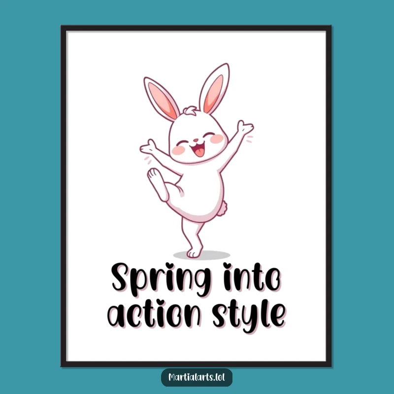 Free Printable Funny Bunny Wall Art: Energetic Pose Downloadable Decor