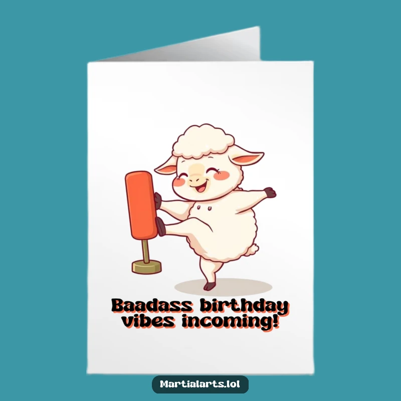 Free Printable Giggling Sheep Kicking Dummy Birthday Card - Funny Downloadable Gift