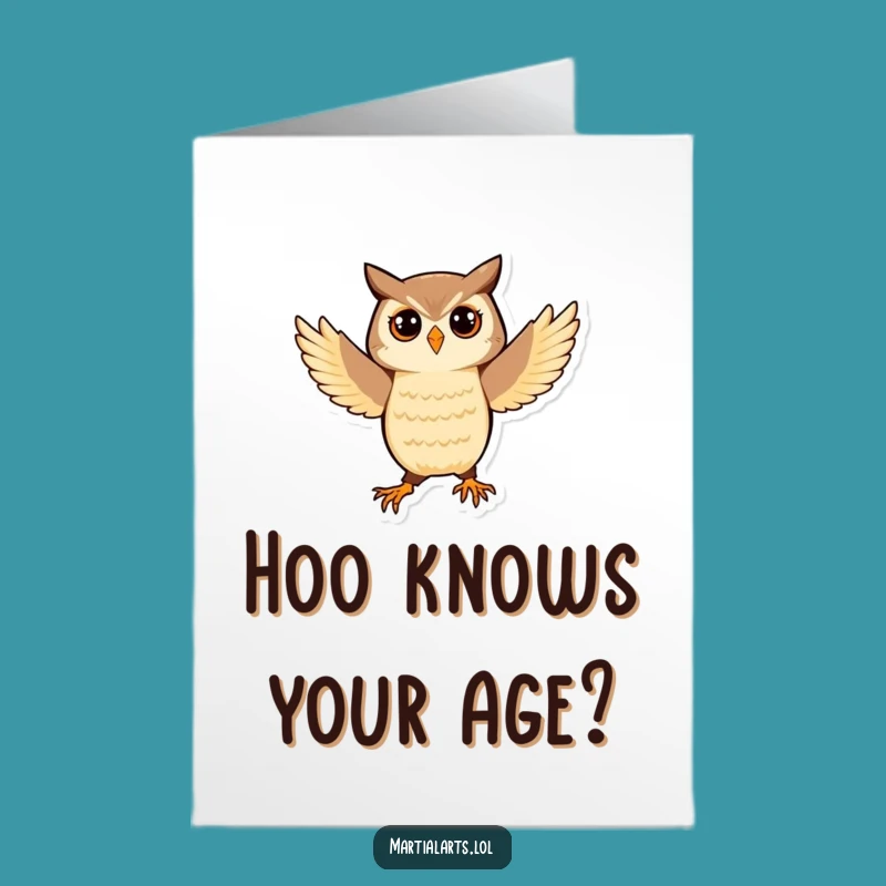 Free Printable Birthday Card: Wise Owl Martial Artist - Funny Downloadable Gift