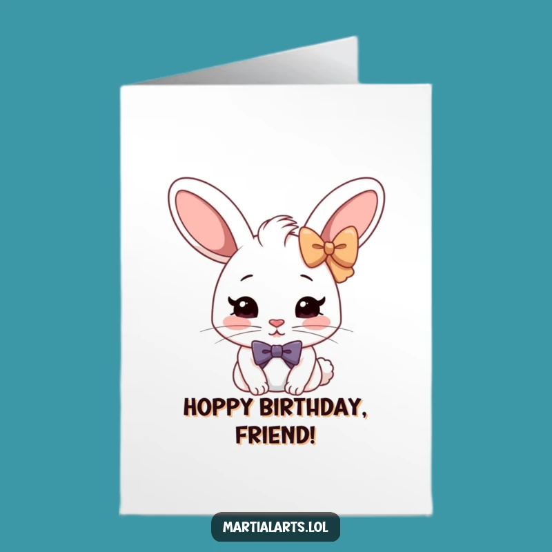 Free Printable Birthday Card: Serious Rabbit Bow, Formal Funny DIY Downloadable Greeting
