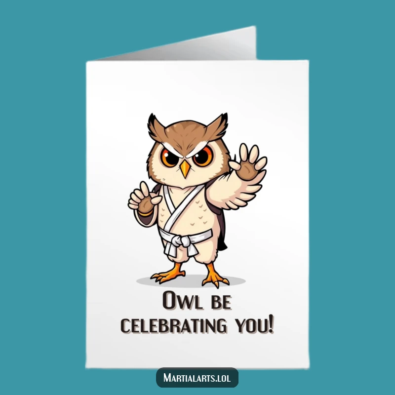 Free Printable Owl Birthday Card: Karate Master Funny Downloadable Gift