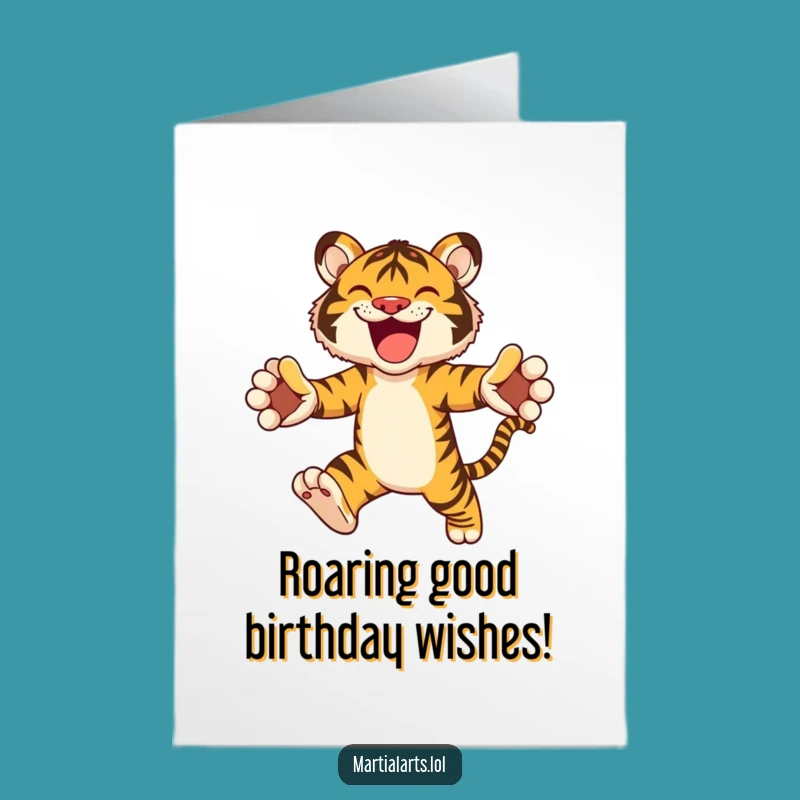 Free Printable Birthday Card: Joyful Tiger Leap for an Adventurous and Fun Celebration