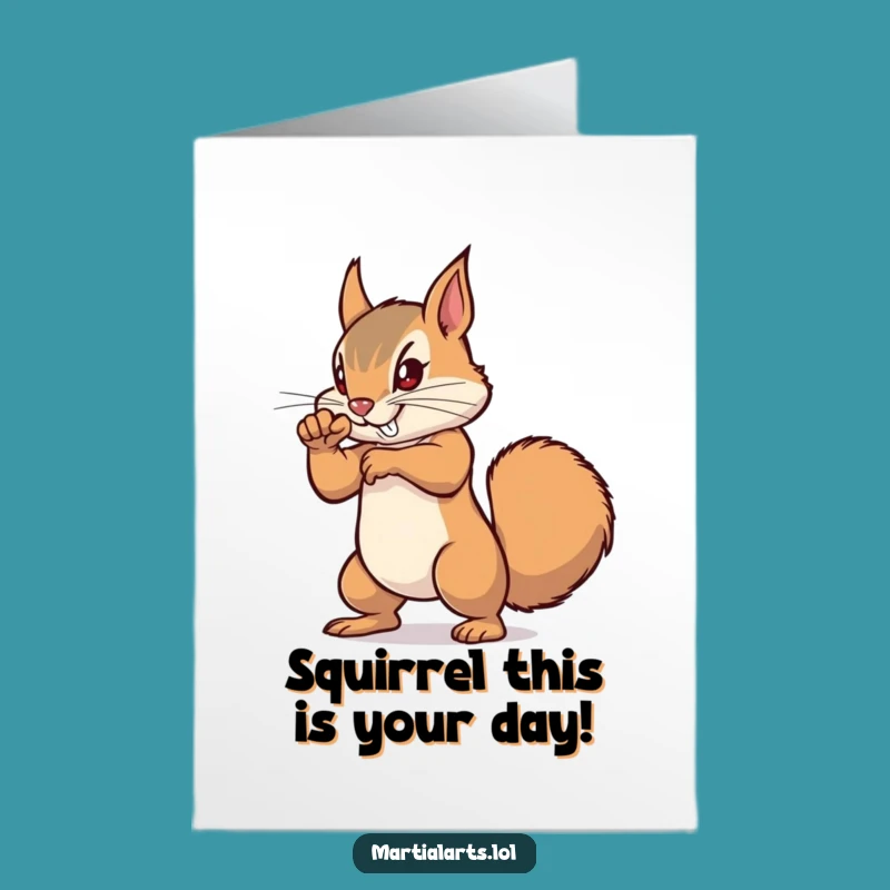 Free Printable Squirrel Punch Birthday Card - Kung Fu Fanatic Downloadable Gift
