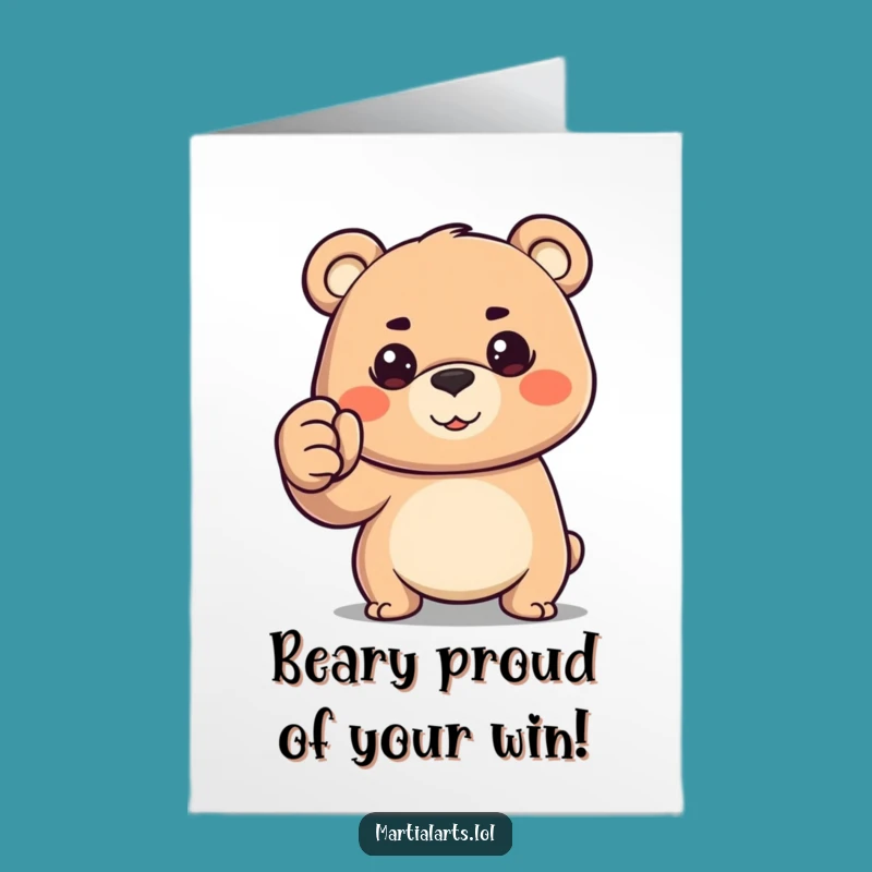 Free Printable Congrats Card: Bear's Determined Fist - Funny Downloadable Success